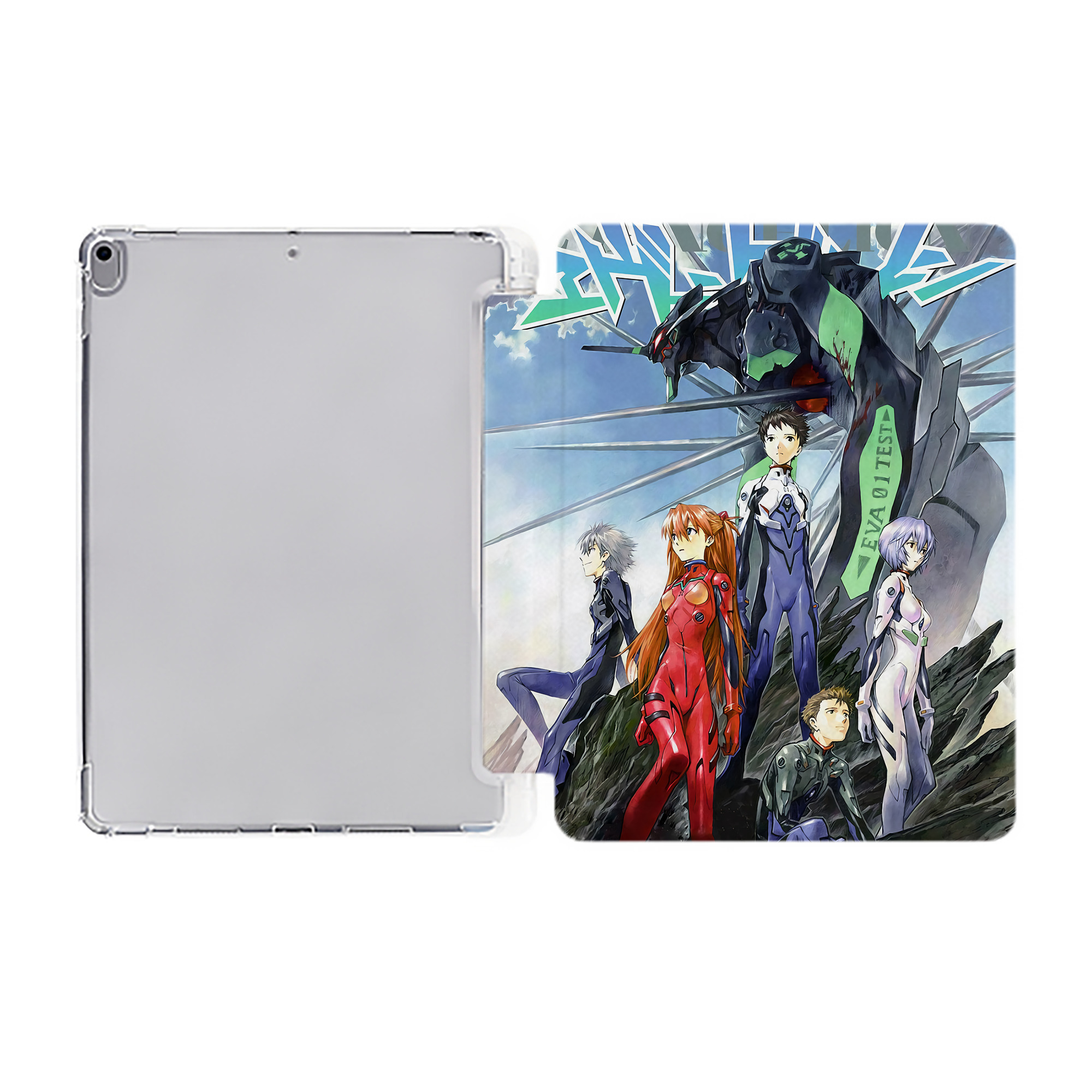 （画像用） EVA 新世紀エヴァンゲリオン IPad ケース ペン収納付き 三つ折りスタンド PUレザー×シリコン 対応機種9.5/10.5/10.9インチ